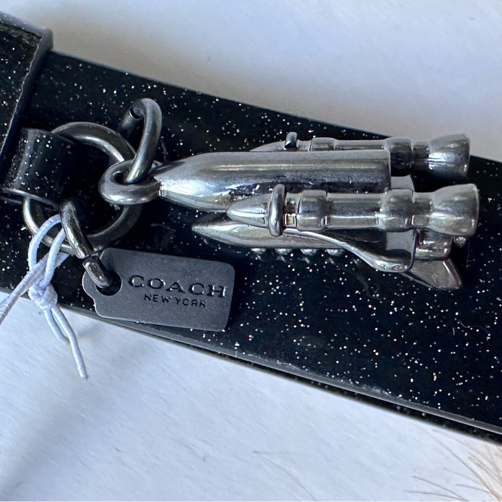 NWT Coach x NASA Limited Edition Glitter Patent Key Fob/Bag Charm - Picture 14 of 16